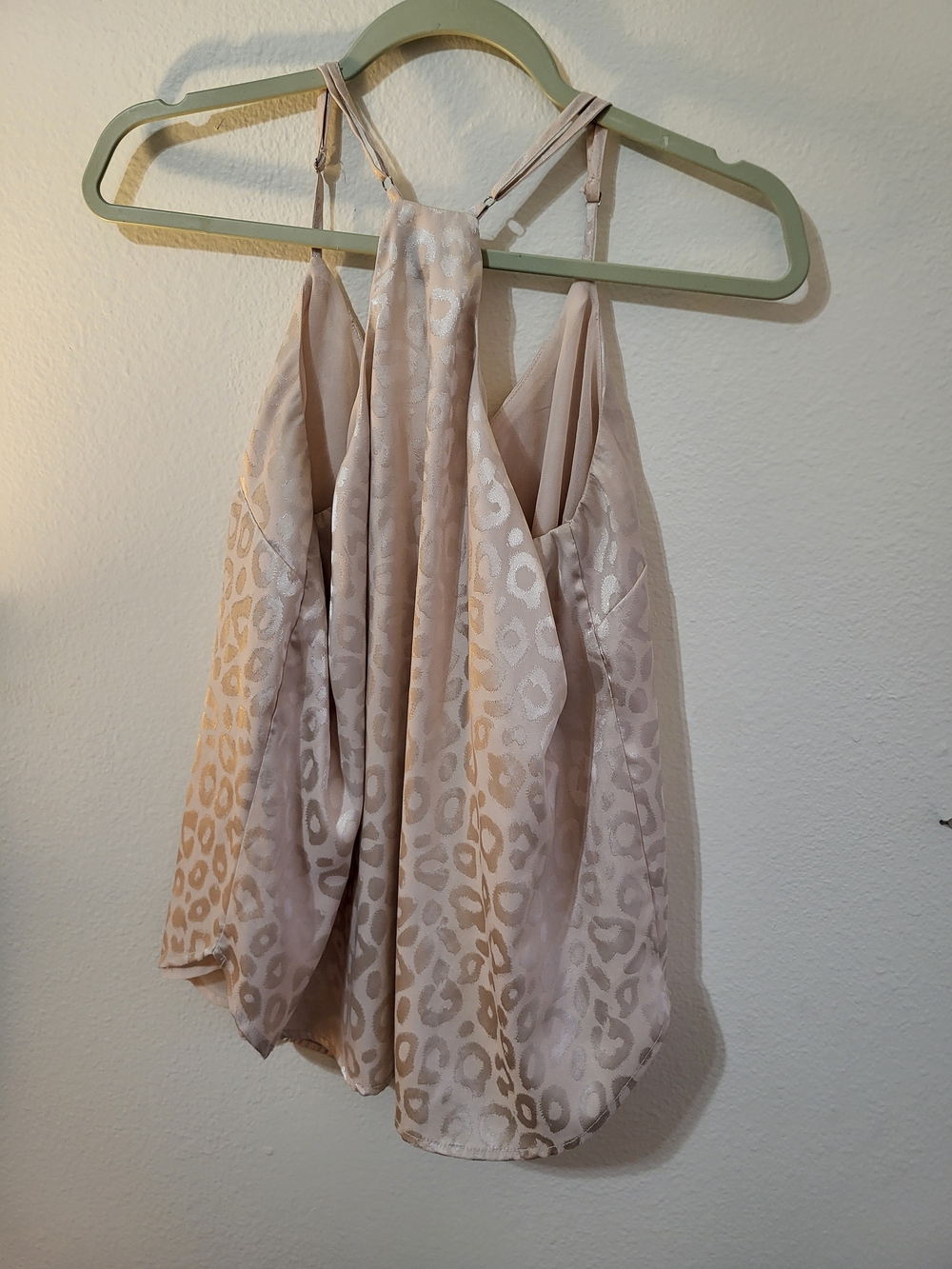Blush Pink Satin Leopard Jacquard Tank - Picture 2 of 4